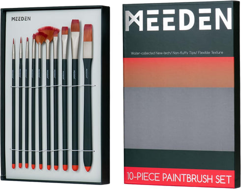 MEEDEN Art Paint Brushes Set, 10 PCS Long Handled Professional Paint Brushes for Acrylic,Watercolor Painting, Soft Nylon Acrylic Paint Brushes of ...