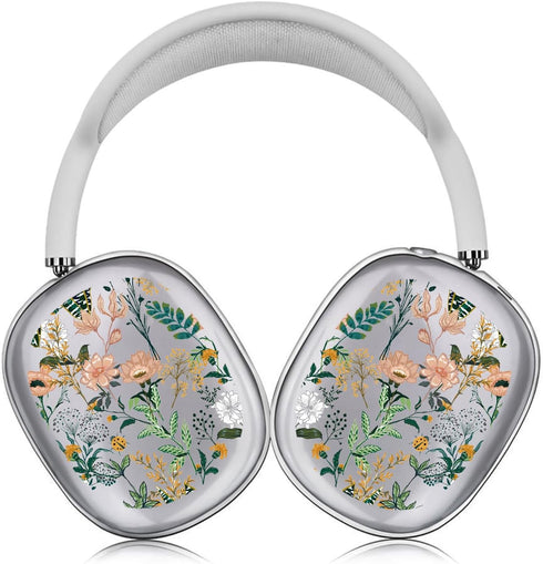 Cover for AirPods Max Headphones, Cute Soft TPU AirPods Max Case, Transparent Case for Apple AirPods Max, White Flower......