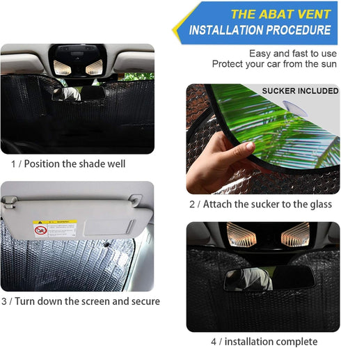 Tropical Palm Tree Beach Car Windshield Sun Shade Blocks UV Rays Sun Visor Protector Foldable Sun Reflector to Keep Your Vehicle Cool...