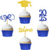 Blue Graduation Cupcake Toppers Party Decorations Glitter Hat Congrats Cake Picks Supplies 24 Pack...