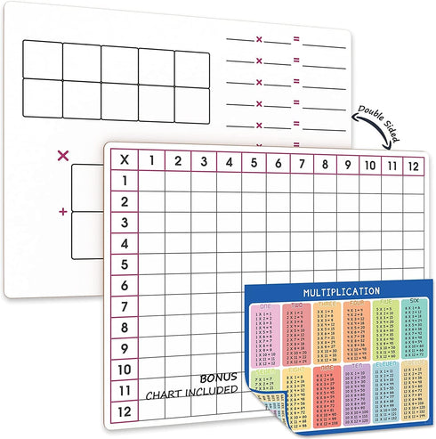 SCRIBBLEDO 11" x 14" Dry Erase Multiplication Chart Whiteboard Double Sided Multiplication Table White Board for Homeschool Classroom Kids Student...