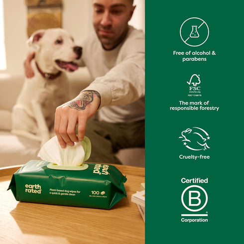 Earth Rated Skin Cleansing Pet Wipes, Topical Wipes for Dogs & Cats to Tackle Itchy Skin, Wild Oat Scent, 60 Count...