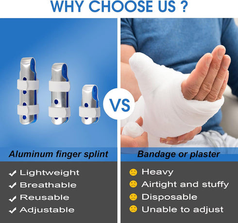 Finger Splints Thumb Splint for Broken/Injured Fingers Stabilization, Aluminum Finger Splint Adjustable, Immobilization for Mallet Fingers/Trigger...
