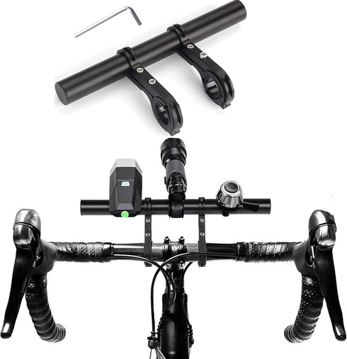 Bike Bicycle Double Handlebar Extender Extension,20 cm Aluminum alloy Super Long Bracket Accessories?For Bike Mounts,GPS Units, Headlights,Light L...