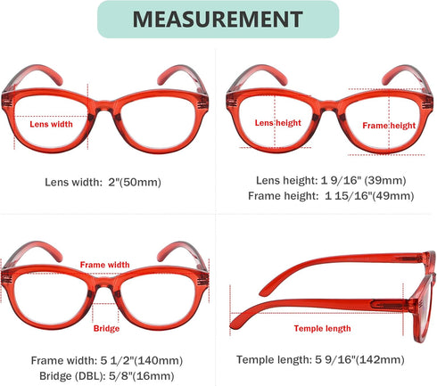 Eyekepper Cat Eye Reading Glasses for Women Oversize Ladies Readers - Red +2.50...