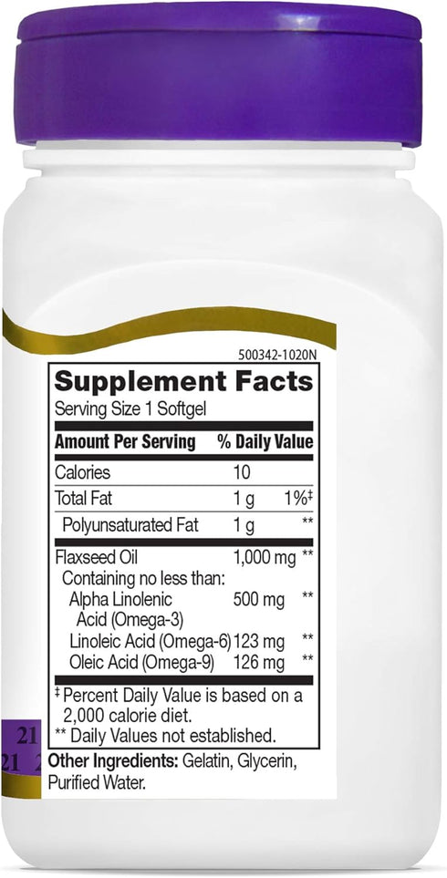 21st Century Flaxseed Oil 1000 mg Softgels, 60 Count (22407)...