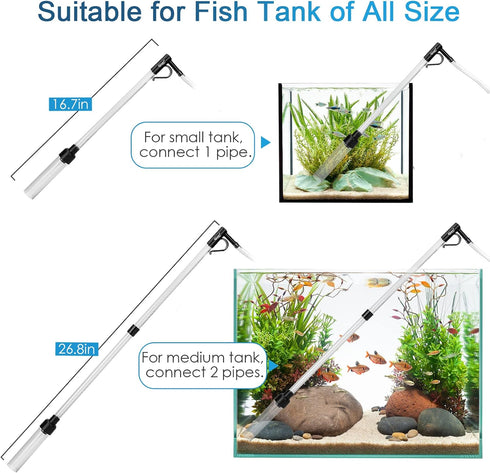 hygger Gravel Vacuum for Aquarium, Aquarium Siphon Vacuum Cleaner for Fish Tank Gravel and Sand Cleaning, Remove Dirt, Water Change, Aquarium Grav...