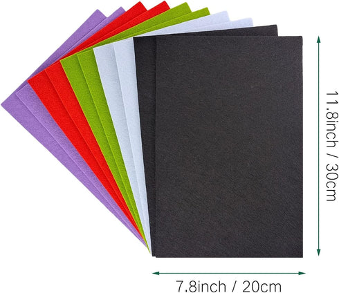 Jtnohx Felt, 3mm Thick Felt Sheets, 8"x12" Felt Fabric for Crafts, 10 Pcs Hard Stiff Color Felt for Sewing Holiday & DIY?Halloween Colors Series?...