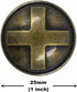 Bezelry 10 Pieces Cross Domed Antique Brass Metal Shank Buttons. 25mm (1 inch)...
