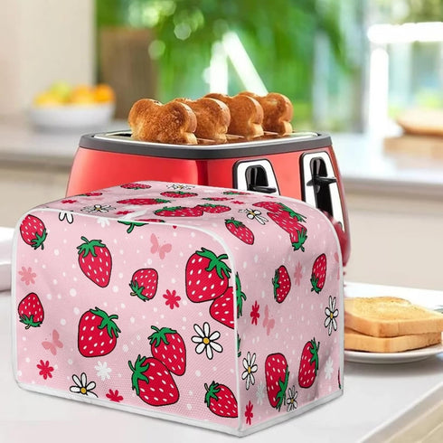 Daisy Strawberry Print Toaster Cover,Kitchen Small Appliance Cover Fingerprint Protection,Machine Washable Toaster Dustproof Cover Women Gift Kitc...
