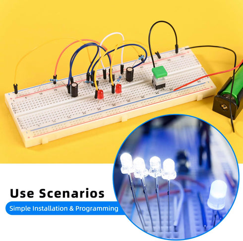 Electronics Component Kit?37 Values Total 480 Pcs Electronic Component Assortment Kit with Power Supply Module 830 tie-Points Breadboard Compatibl...