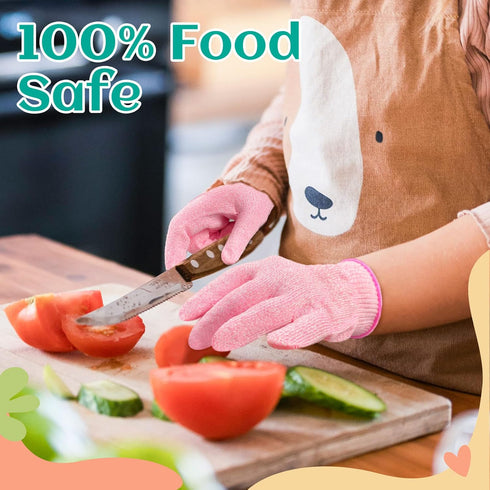 Evridwear Cut Resistant Gloves for Kids 4-6 Years, Level 5 Protection Cutting Gloves Food Grade for Cooking, Whittling, Wood Carving, Gardening an...