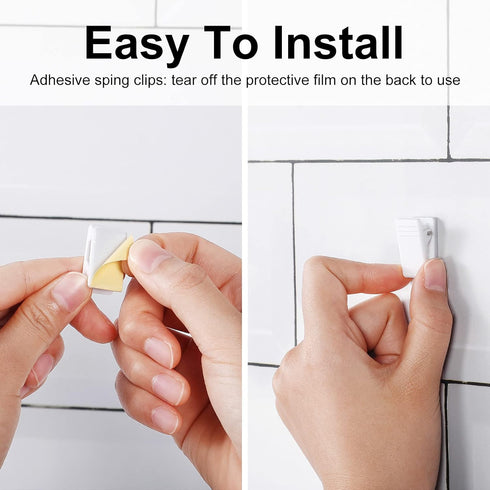 50 Pieces Self Adhesive Clips Adhesive Wall Tapestry Clips White Poster Spring Clips Plastic Sticky Picture Hanging Clips for Teachers Double Side...