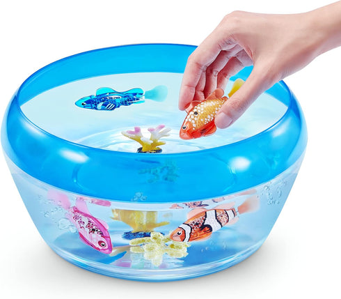 Robo Alive Robo Fish Robotic Swimming Fish (Teal + Orange) by ZURU Water Activated, Changes Color, Comes with Batteries, Amazon Exclusive (2 Pack)...