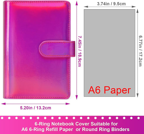 Toplive A6 Refillable Notebook Binder PU Leather 6 Ring Budget Binder Organizer for A6 Filler Paper, Loose Leaf Personal Planner Binder Cover, Las...