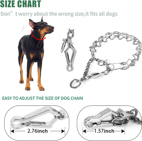 Stainless Steel Dog Training Collar with Quick Release Buckle, Adjustable Chain Collar for Dogs with The Swivel Ring 26in x 4.0mm (Neck Size up to...