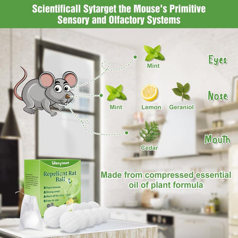 10 Packs Repellent Rat Ball Mouse Repellent, Peppermint Oil to Repel Mice and Rats, Rats Mice Rodent Repellent Deterrent Pest Insect Control...