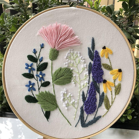 Mozzyyee 3 Sets Embroidery Starter Kit for Beginners Adults Include 3 Embroidery Clothes with Floral Pattern Instructions Hoops Floss Thread Fabri...