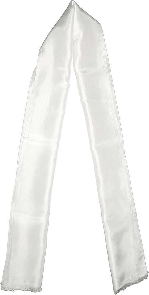 Dashing White Silk Aviator Scarf Pure 100% Silk – 8” x 60”...