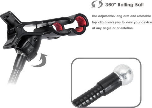 ZTON Metal-Enhanced Cell Phone Holder, Mobile Phone Stand, Lazy Bracket, Flexible Long Arms Clip Mount for iPhone, LG, etc.in Office Bedroom Deskt...