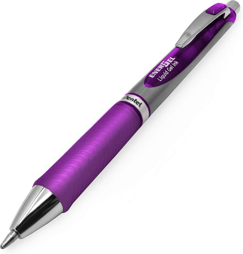 Energel BL80 Retractable Liquid Gel Ink Rollerball Pen - 1.0mm - Violet - Pack of 5...