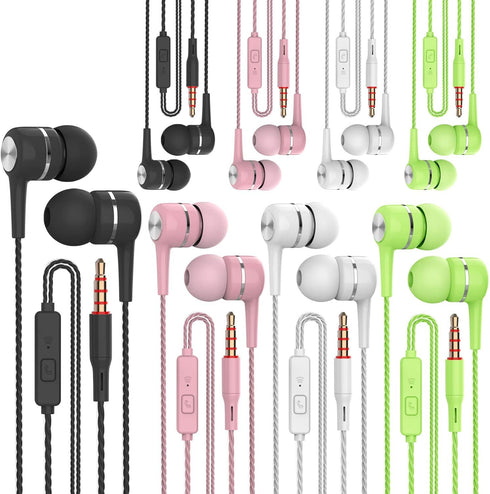 Heavy bass Earphone Color Call with Mic Stereo Earbud Headphones Mixed Colors (Black + White + Pink + Green 8 Pairs)...