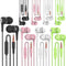 Heavy bass Earphone Color Call with Mic Stereo Earbud Headphones Mixed Colors (Black + White + Pink + Green 8 Pairs)...