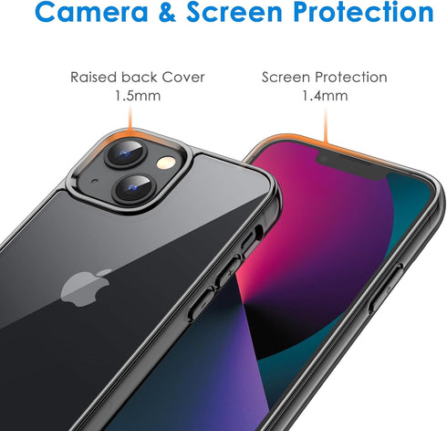 JETech Case for iPhone 13 Mini 5.4-Inch, Non-Yellowing Shockproof Phone Bumper Cover, Anti-Scratch Clear Back (Black)...