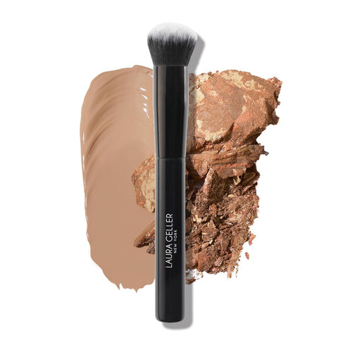 LAURA GELLER NEW YORK Foundation Makeup Brush with Wooden Handle in Midnight Black – Works with Foundation, Concealer, Blush – For Applying and Bl...