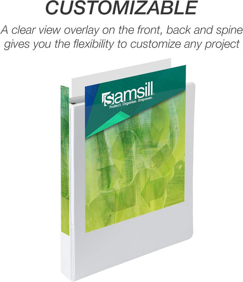 Samsill Earth’s Choice™ Biobased Heavy-Duty 3 Ring View Binder, 1 Inch Locking One Touch D-Ring, USDA Certified Biobased, Eco-Friendly, Customizab...