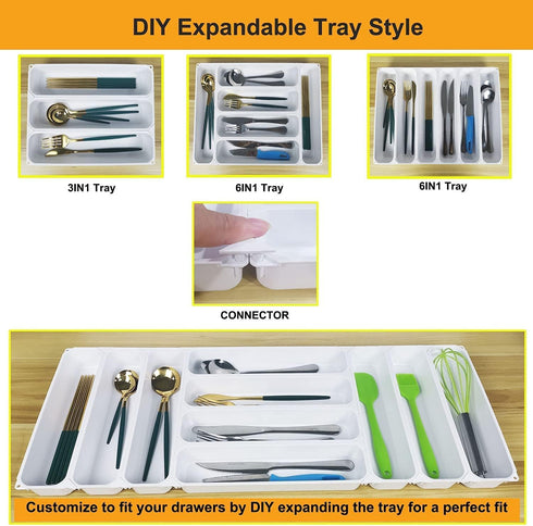 custom silverware tray small drawer organizer for utensils holder 7.5 ines cutlery tray, DIY organizer for silverware, flatware, knives in Kitchen...