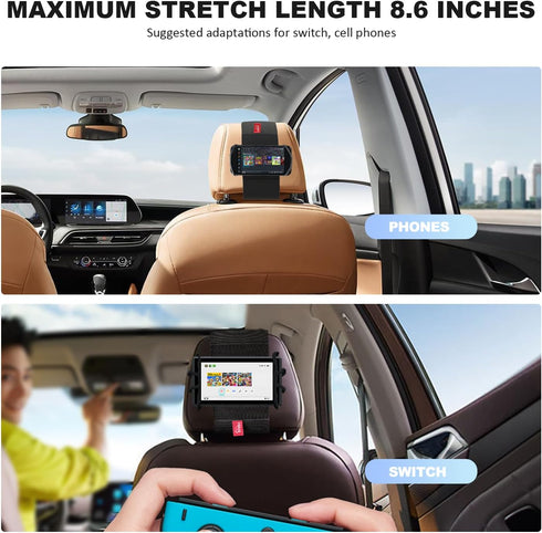2 Pack Car Phone Headrest Holder - Car Back Seat Headrest Phone Mount for Kids, Road Trip Essentials, Compatible with iPhone, Samsung, Google, Hua...