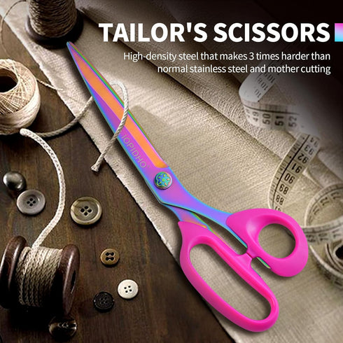 Sewing Scissors, Stainless Steel Multi-Purpose Scissors, Professional Titanium Coating for Garment Fabric, Leather, Tailoring, Home and Office, 10...