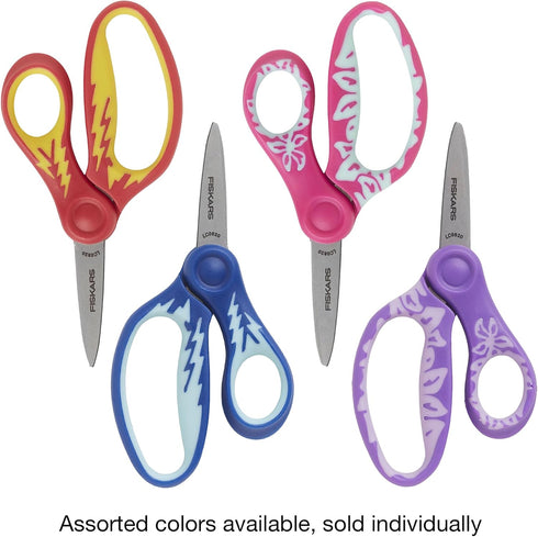 Fiskars 5" Pointed-Tip Scissors for Kids Ages 4-7, Assorted Designs...
