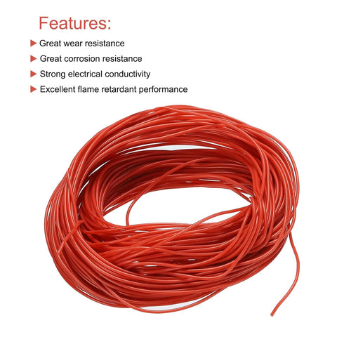MECCANIXITY 30 Gauge Wire Silicone Wire 30AWG Electrical Wire Stranded Wire High Temperature Hookup Wire Tinned Copper Wire Red 15m/49.2ft for Car...