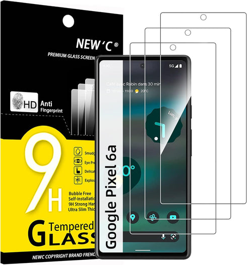 NEW'C [3 Pack Designed for Google Pixel 6a (6.1") Screen Protector Tempered Glass, Case Friendly Anti Scratch Bubble Free Ultra Resistant......