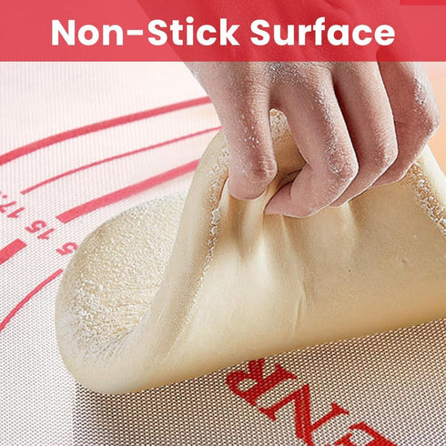 Non-slip Pastry Mat for Silicone Baking, White-Red...