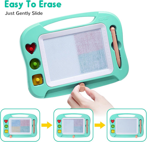 SGILE Magnetic Drawing Board for Kids, Colorful Erasable Doodle Board with Magnet Pen, Painting Sketch Pad with Three Stamps, Travel Toy, Birthday...