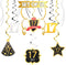 LINGTEER Happy 17th Birthday Decorations - 12 Pcs Birthday Black & Gold Foil Swirls Streamer Set,Cheers to Seventeen Years Old Bday Party Gift Dec...