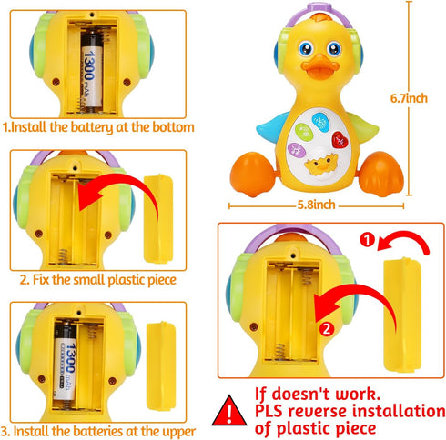 Baby Musical Duck Toy Dancing Crawling Tummy Time, Light Up Infant Toys 0-3-6 6-12 12-18 Months Birthday Gifts for 1 2 Year Old Boys Girls Baby Le...