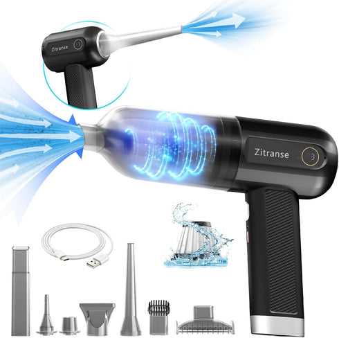 Handheld Vacuum Car Cleaner,4 in 1 Electric Hand Held Mini Compressed air Duster,Small Rechargeable Air Blower Portable Cordless for Office Comput...