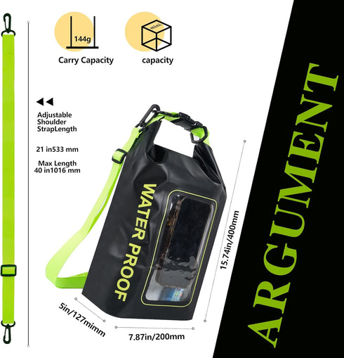 IP68 Waterproof Dry Bag, 2L - Roll Top Waterproof Pool Bag?Dry Bags for Kayaking Waterproof-w/Phone Pouch,Large Waterproof Phone Pouch,Boating & K...