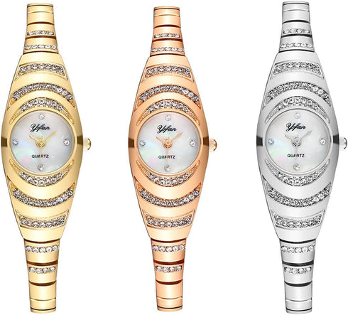CdyBox Ladies Thin Strap Watch Fashion Diamond Wrist Watch Quartz Watches 3Pack Wholesale...