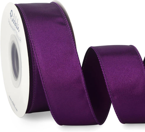 Ribbli Purple Satin Wired Ribbon 1.5 Inch Purple Christmas Ribbon for Gift Wrapping Wreaths Garland Tree Decoration Crafts Home Decor-Continous 20...