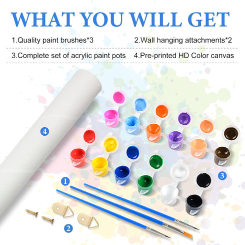 PRASIO Paint by Numbers Kit for Adults Beginner, Flower Landscape Adult Paint by Number Kits, DIY Acrylic Paint by Numbers Kit for Adults Canvas f...