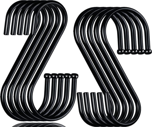 30 Pack Heavy Duty S Hooks - Black Metal S Shaped Hooks for Hanging Plants, Jeans, Jewelry, Purse, Pot, Pan, Cups, Towels, Bags, Closet Rod - 3.5 ...