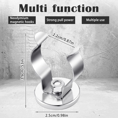 LEIFIDE Magnetic Hook Round Base Magnet Fastener with Steel Clip Chrome Plate Magnetic Tool Holder Heavy Duty Magnetic Holder for Indoor Outdoor H...