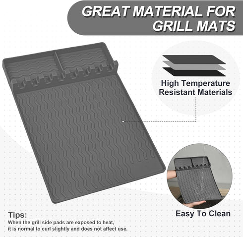 Silicone Grill Mats for Outdoor Silicone Griddle Tools Mat for Blackstone Grill Side Shelf Mat Food Grade Silicone Mat for Barbecue, Kitchen Colla...