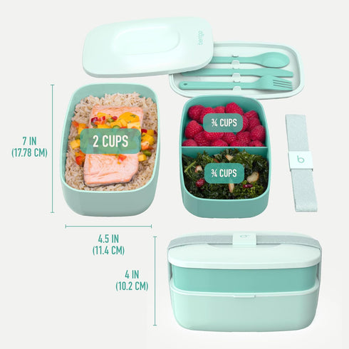 Bentgo Classic - Adult Bento Box, Stackable 3-Compartment Lunch Box with Removable Utensil Set and Sealing Strap, BPA-Free, Food Container Ideal f...
