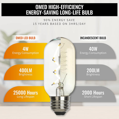 Fishbone LED Filament Vintage Edison Light Bulbs, T45/T14 E26 4W Antique Tubular Edison Bulbs 40 Watt Equal, 400LM 4000K Daylight White Spiral Ret...